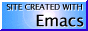 Retro website badge with text "Site created with Emacs"